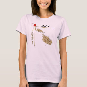 Malta Karta + Flagga + avdelning T-skirt Tee