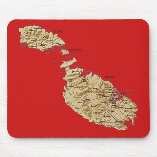 Malta karta Mousepad Musmatta (Framsidan)