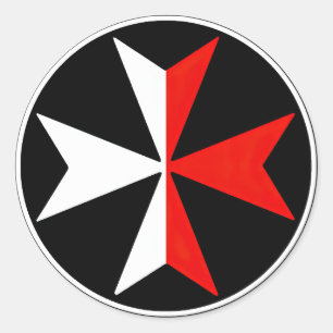 Malta Knight Kor Sticker White och Red Maltese Runt Klistermärke