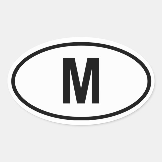 Malta ’M’ Ovalt Klistermärke (Framsida)