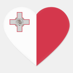 Malta (maltesisk) flagga hjärtformat klistermärke