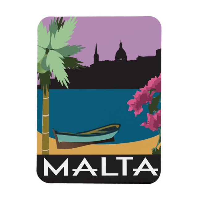 Malta med vintage resor stil som exempel magnet (Vertikal)