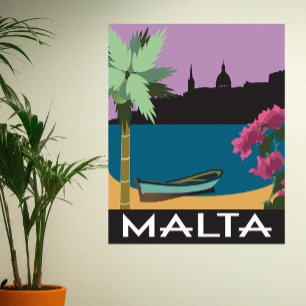 Malta Medelhavet vintage resor stil Poster