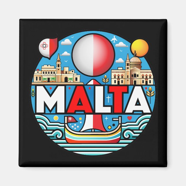Malta Mediterranean Island Nation Magnet (Framsidan)