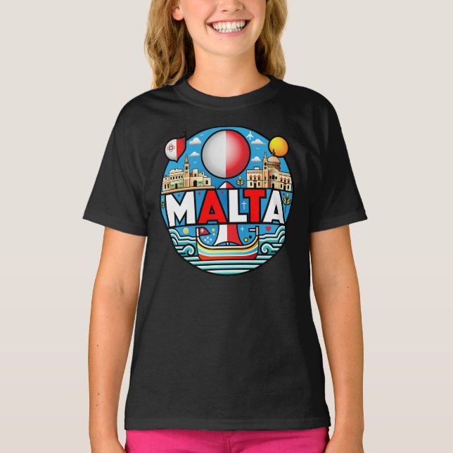 Malta Mediterranean Island Nation T Shirt (Framsida)