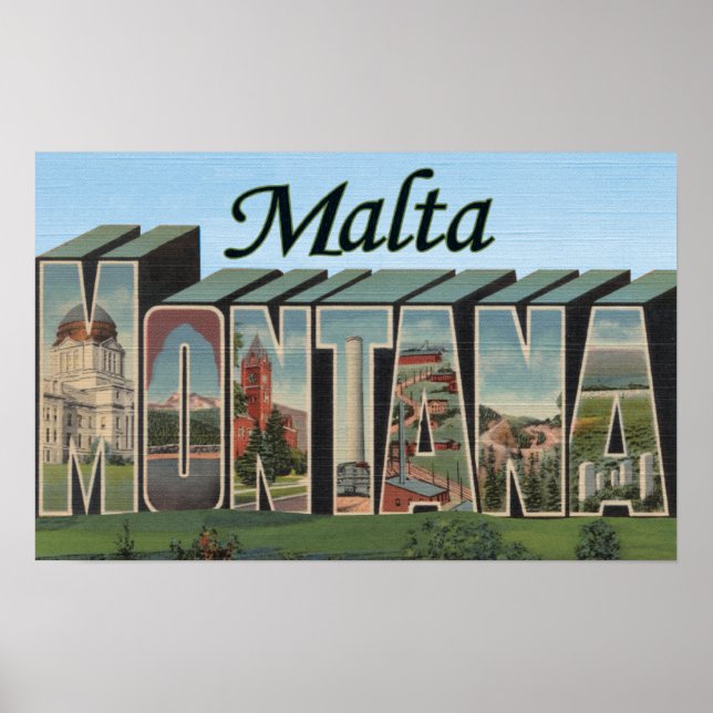 Malta, MontanaLarge Brev ScenesMalta, MT Poster (Framsidan)