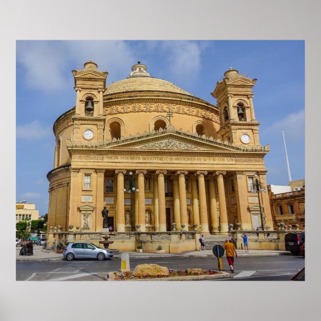 Malta Mosta Rotunda Mediterranean Island Photo Poster (Framsidan)