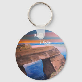 Malta och Gozo souvenir Button Keychain Nyckelring