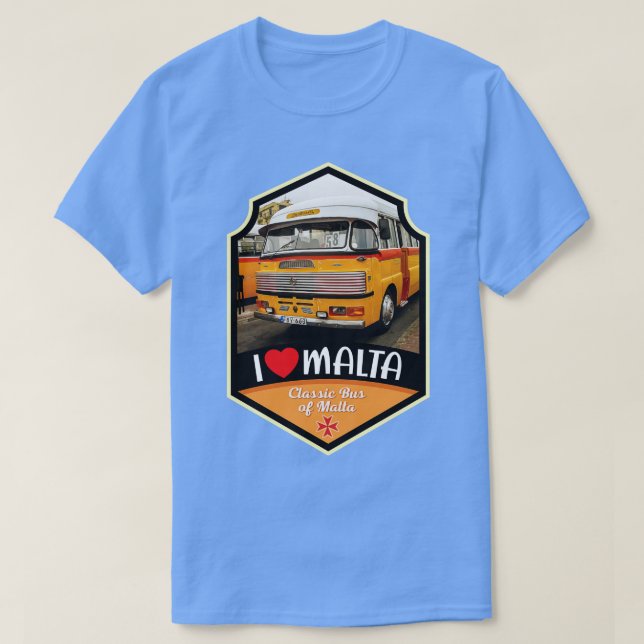 Malta Oldtimer Maltesiska Buss T Shirt (Design framsida)