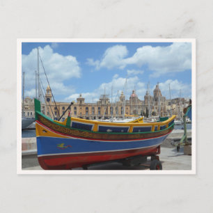 Malta ön Gozo Fiskebåt Foto Vykort