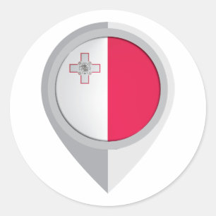 Malta Pin Location-Flagga Runt Klistermärke