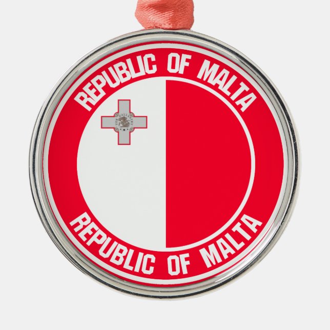 Malta Round Emblem Julgransprydnad Metall (Framsidan)