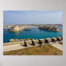 Malta Saluting Battery Kanoner Grand Harbour Poster