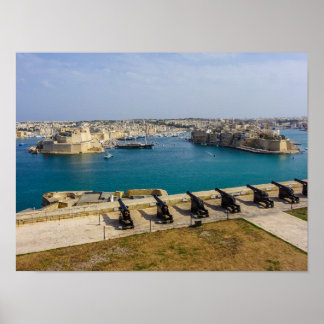 Malta Saluting Battery Kanoner Grand Harbour Poster