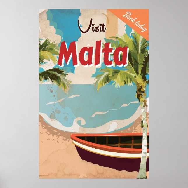 Malta semester Vintage resemålning affisch. Poster (Framsidan)