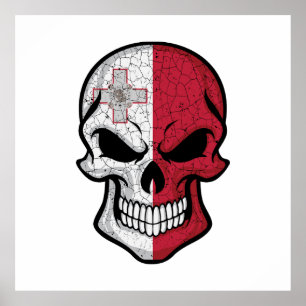 Malta Smiling Skull Flagga Poster