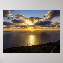 Malta Solnedgång över Medelhavet Fotografi Poster