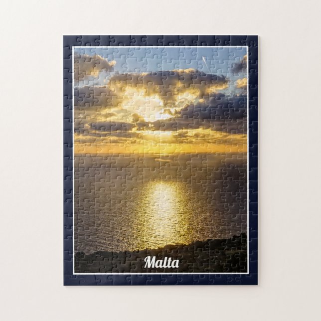 Malta Solnedgång över Medelhavet Ö Pussel (Vertikal)