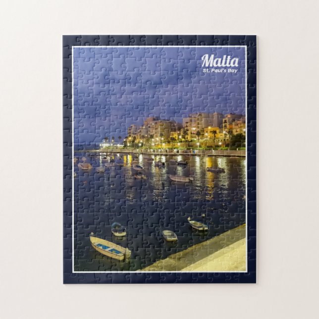Malta St. Paul's Bay nattetid Medelhavsö Pussel (Vertikal)