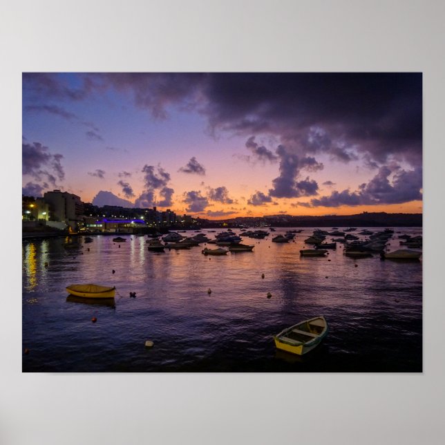 Malta St. Paul's Bay Nattfotografering Poster (Framsidan)