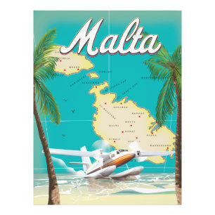 Malta strand & reseaffisch travel poster