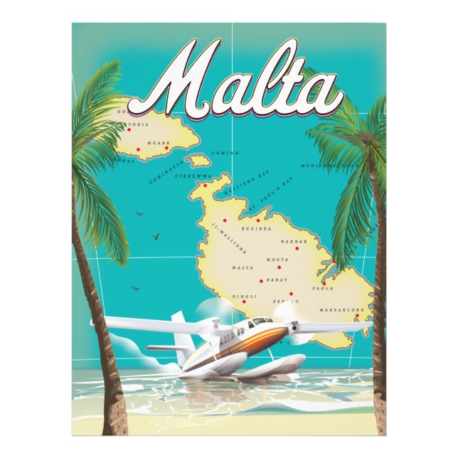 Malta strand & reseaffisch travel poster (Framsidan)