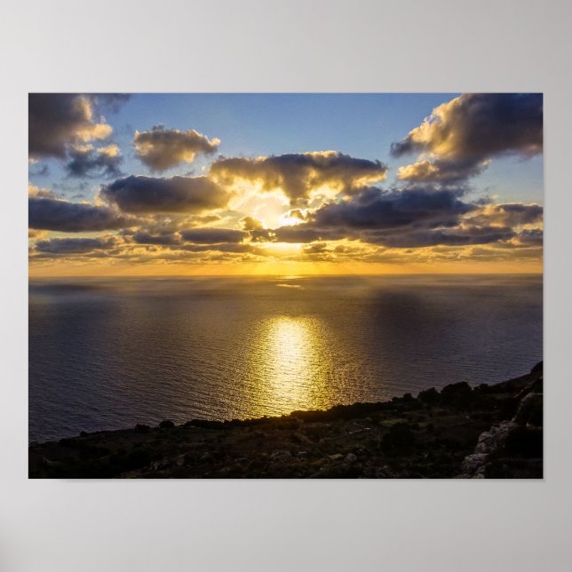 Malta Sunset Over Mediterranean Sea Photography Poster (Framsidan)