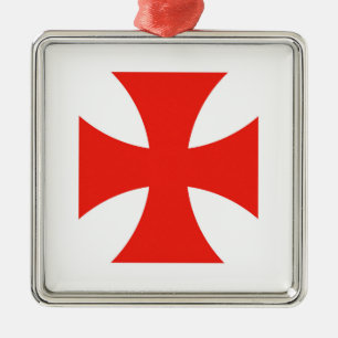 Malta templar riddare röd kor-religionstecken julgransprydnad metall