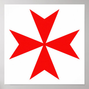 Malta templar riddare röd kor-religionstecken poster