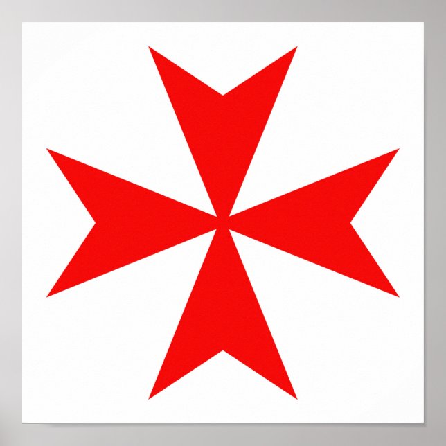 Malta templar riddare röd kor-religionstecken poster (Framsidan)