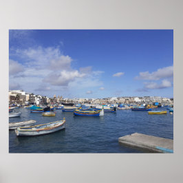 Malta Traditional FishBoats Marsaxlokk Harbour Poster