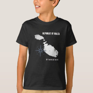 Malta Travel Island Coordinates Karta T Shirt