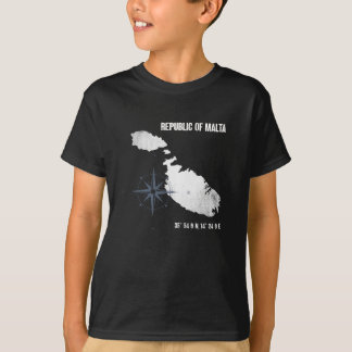 Malta Travel Island Coordinates Karta T Shirt
