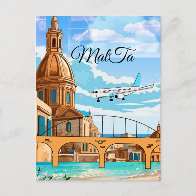 Malta Travel Postcard, Valletta Travel Postcard, M Vykort (Framsida)