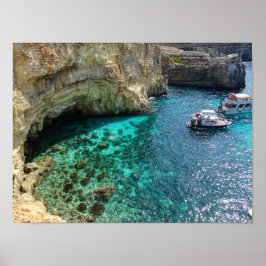 Malta Turkos vatten i den blå lagunen Comino Poster