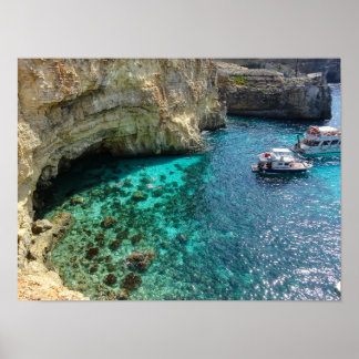 Malta Turkos vatten i den blå lagunen Comino Poster