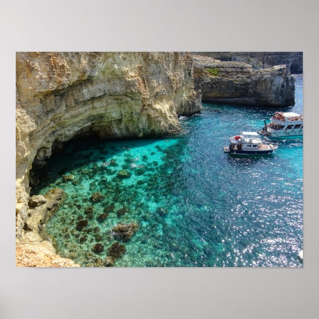 Malta Turquoise Water of the Blue Lagoon Comino Poster (Framsidan)