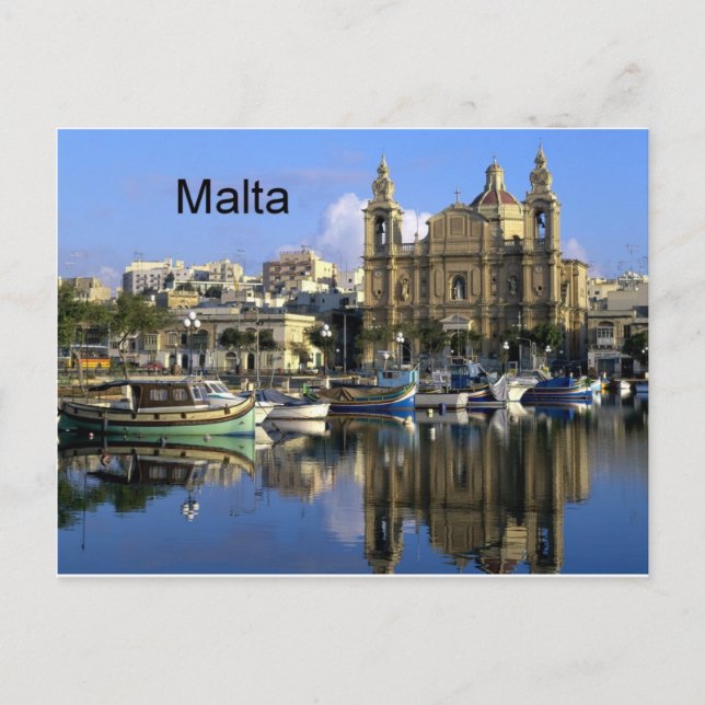Malta Vallete Harbour (St.K) Vykort (Framsida)