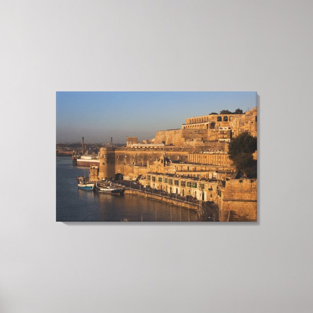 Malta, Valletta, hamnvy från Lower Barrakka Canvastryck (Framsida)