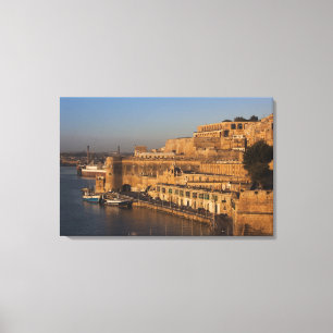 Malta, Valletta, hamnvy från Lower Barrakka Canvastryck