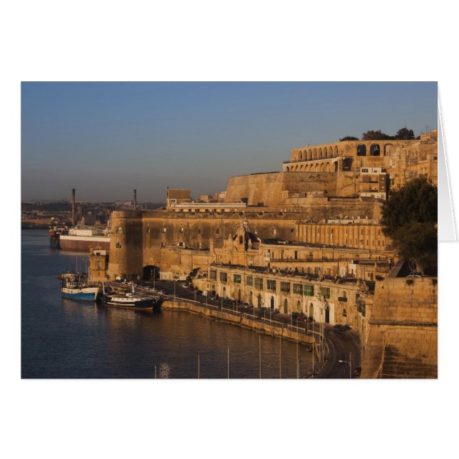 Malta, Valletta, hamnvy från Lower Barrakka Hälsningskort (Framsidan Horizontal)