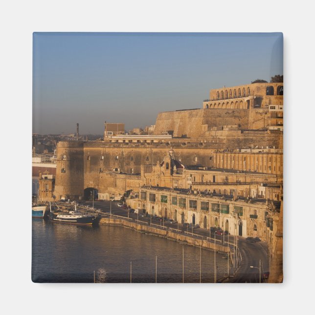 Malta, Valletta, hamnvy från Lower Barrakka Magnet (Framsidan)