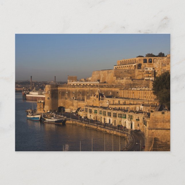 Malta, Valletta, hamnvy från Lower Barrakka Vykort (Framsida)