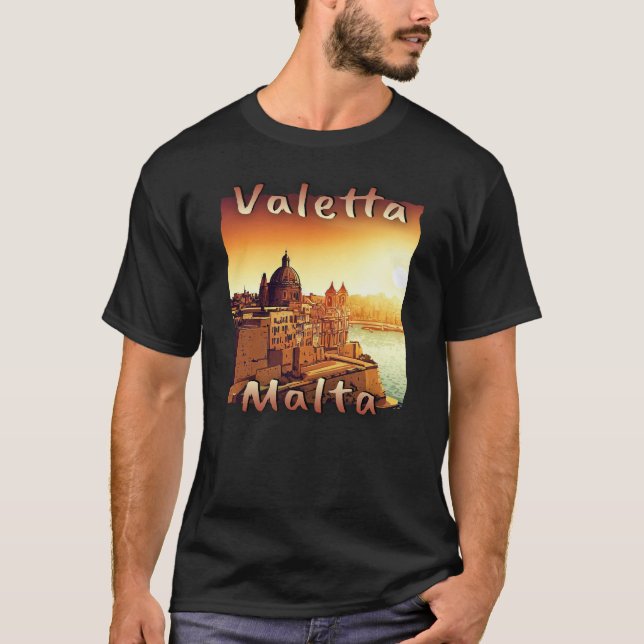 Malta Valletta Red Färg i den gamla staden Grunge T Shirt (Framsida)