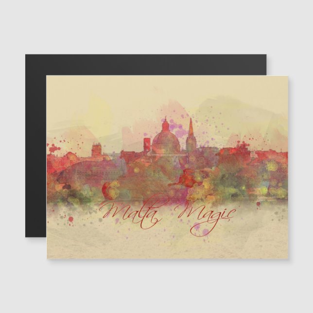 Malta Valletta Red Kusten Watercolor (Fram/baksida)