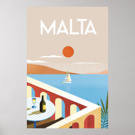 Malta vintage resor poster
