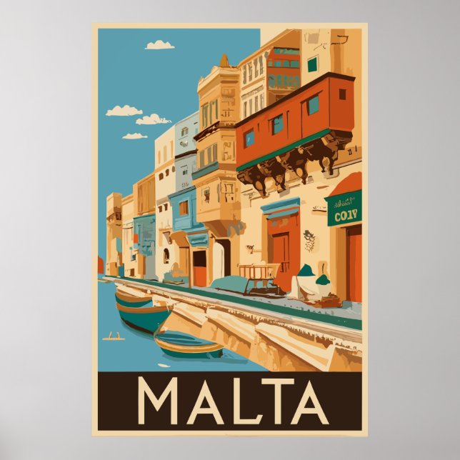 Malta vintage resor poster (Framsidan)