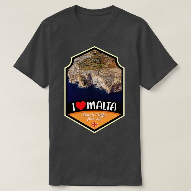 Maltas Dingli-klipp från flygbolag T Shirt (Design framsida)