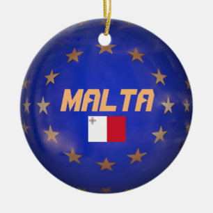 Maltas EU-Anpassningsbar jul Ornamet Flagga Julgransprydnad Keramik