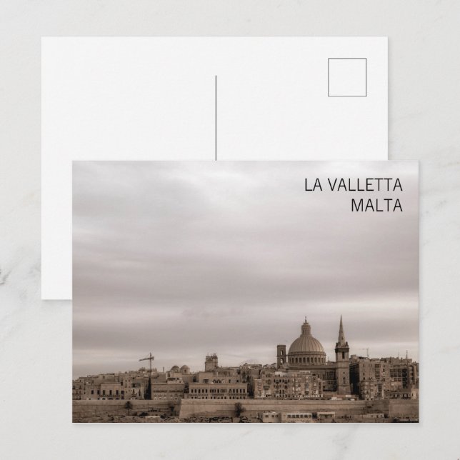 Maltas huvudstad La Valletta Vykort (Fram/baksida)